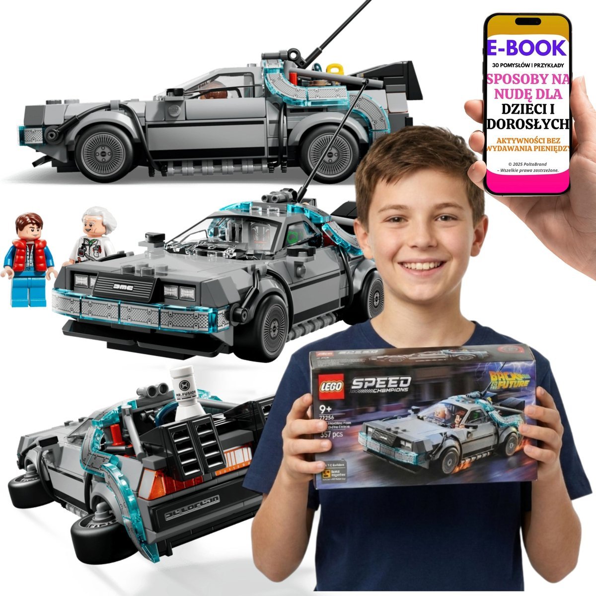 LEGO SPEED CHAMPIONS DELOREAN 77256 Auto Z Filmu Powrót Do Przyszłości + E-BOOK-3
