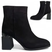 Botki damskie - Botki Damskie SKÓRZANE na Obcasie Eleganckie Wsuwane Jesienne Barski 40 - S.Barski - miniaturka - grafika 1