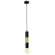 Lampy sufitowe - KET LAMPA wisząca KET1264 metalowa OPRAWA zwis tuba czarna złota KET1264 - miniaturka - grafika 1