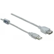 Kable USB - Delock KABEL USB 2.0 AM-AF 1.5m + Ferryt przezroczysty AKDEKKU00000047 - miniaturka - grafika 1
