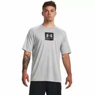 Koszulki sportowe męskie - Męska koszulka treningowa Under Armour UA Tech Print Fill SS - szara - UNDER ARMOUR - miniaturka - grafika 1
