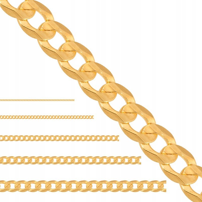 ZŁOTY Łańcuszek Pancerka Pełny 585 55 cm 44.00 g Rodium