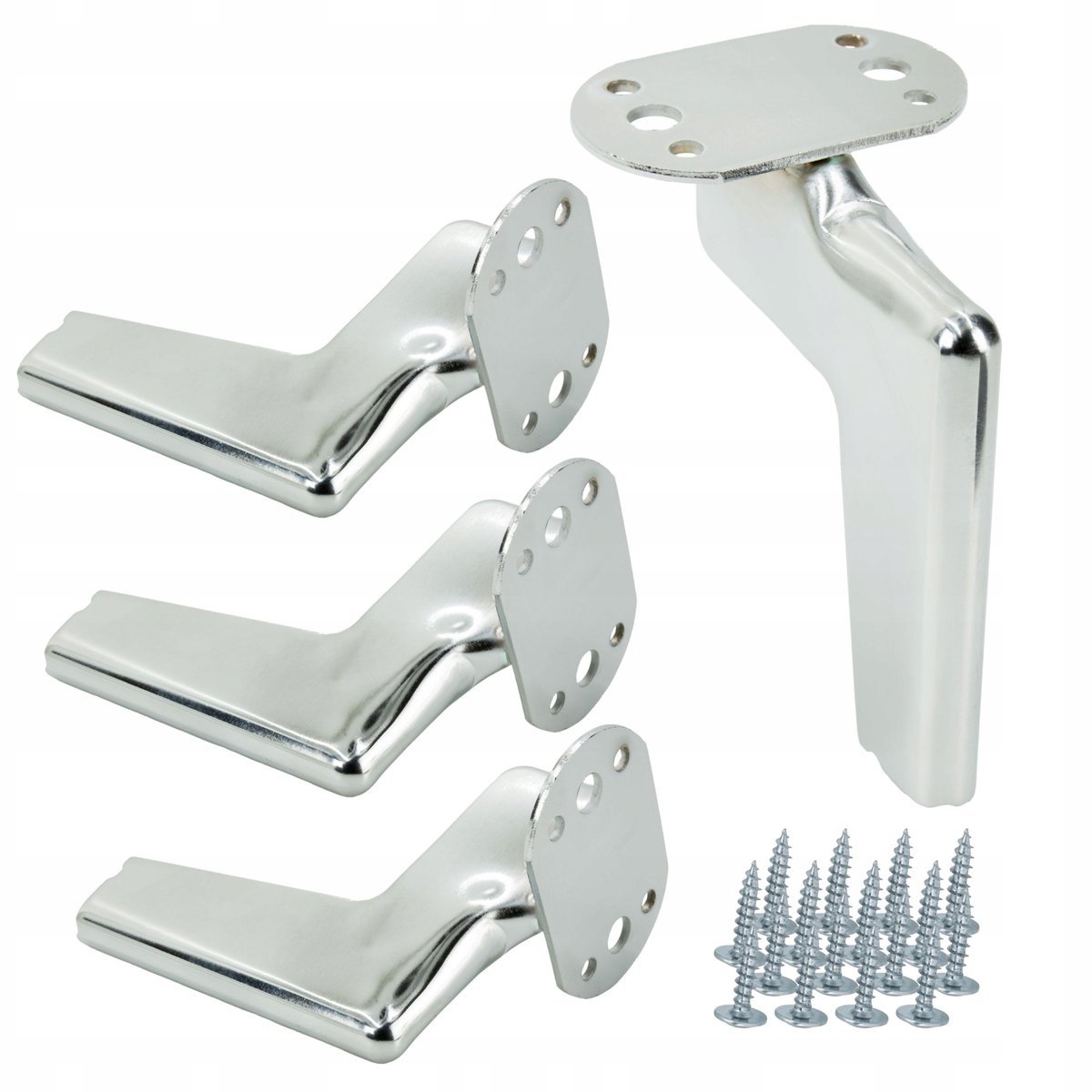 Zestaw 4 sztuk noga meblowa Loft srebrny chrom wysokość 12 cm