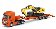 Samochody i pojazdy dla dzieci - CIĘŻARÓWKA Z KOPARKĄ METALOWA ZESTAW 1:50 HUINA 1729 - miniaturka - grafika 1