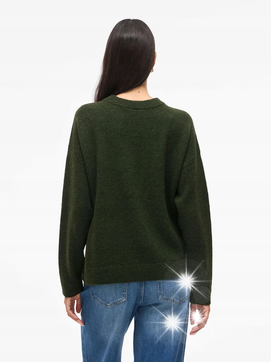 SWETER DAMSKI CIEMNOZIELONY OVERSIZE CIEPŁY ZIMOWY MIĘKKI ROZMIAR XS