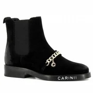 Botki damskie - Czarne sztyblety zamszowe CARINII - Carinii - miniaturka - grafika 1