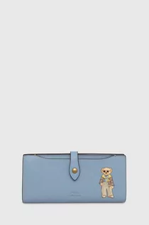Portfele - Polo Ralph Lauren portfel skórzany damski kolor niebieski - grafika 1
