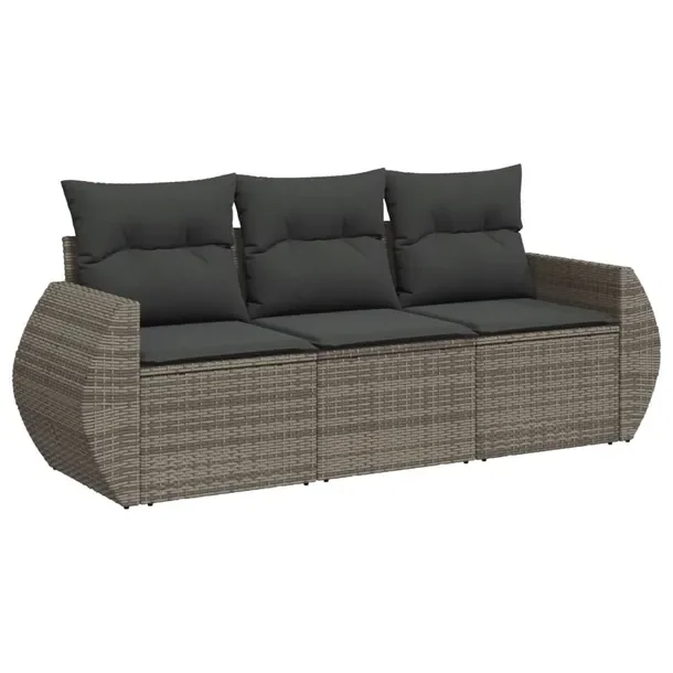 Zestaw mebli ogrodowych modułowych z szarego rattanu PE 195 x 62 x 69 cm