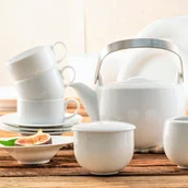 Serwisy do kawy i herbaty - Serwis kawowy porcelanowy na 6 osób PLUS WHITE - miniaturka - grafika 1