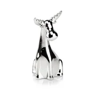 Ozdoby bożonarodzeniowe - Figurka ceramiczna Renifer 13 cm srebrny - miniaturka - grafika 1