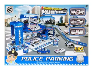 Parking policyjny w zestawie z 3 autkami - Zabawki konstrukcyjne - miniaturka - grafika 1