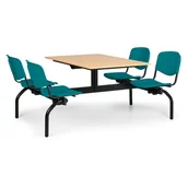 Wyposażenie lokali gastronomicznych - Zestaw kuchenny 1930 x 1200 - siedziska zielone, blat buk - miniaturka - grafika 1