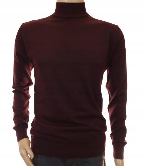 Sweter męski ze stójką z półgolfem półgolf z wełny pod marynarkę 2XL XXL bordo