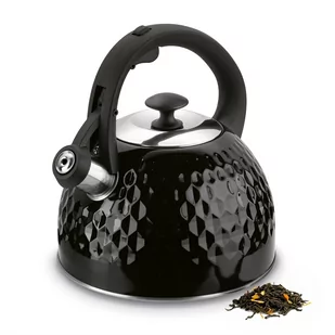 CZAJNIK NA GAZ INDUKCJĘ duży CZAJNIK Z GWIZDKIEM 3L czarny z tłoczonym wzorem Tisana Tadar - Czajniki na gaz - miniaturka - grafika 1