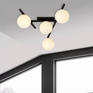 Emibig Lighting czarny krótki żyrandol szklane kule SMART 4 BLACK/OPAL 1103/4 nowoczesna lampa sufitowa czarno-biała do sypialni 1103/4 - Lampy sufitowe - miniaturka - grafika 4