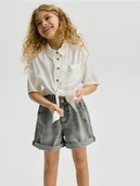 Bluzki dla dziewczynek - Reserved - Wiskozowa koszula z wiązaniem - złamana biel - miniaturka - grafika 1