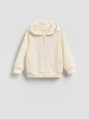Bluzy dla dziewczynek - Reserved - Bluza z kapturem z modalem - złamana biel - miniaturka - grafika 1