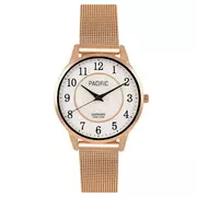Zegarki damskie - Różowozłoty damski zegarek z bransoleta mesh PACIFIC S6026-07 - miniaturka - grafika 1