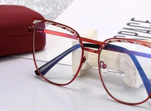 Damskie okulary kocie zerówki do komputera BLUE LIGHT z fleksami 25153D Bordowy - Okulary korekcyjne, oprawki, szkła - miniaturka - grafika 1