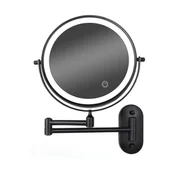 Lusterka do makijażu - 8-calowe lustro do makijażu LED montowane na ścianie, ściemnialne, dwustronne, 5-krotne powiększenie (czarne) - miniaturka - grafika 1