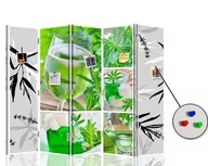 Parawany - Parawan dwustronny korkowy FEEBY, Liście Zielony Zen Spa 180x170 - miniaturka - grafika 1