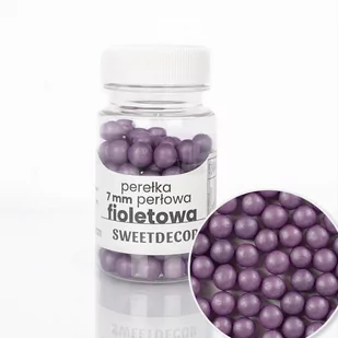 Posypka cukrowa PEREŁKI PERŁOWE FIOLETOWE 7 mm Sweet Decor, 40 g - Dodatki do ciast w proszku - miniaturka - grafika 1