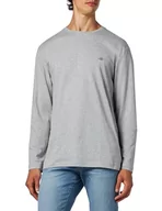 Koszulki męskie - GANT Męski t-shirt REG Shield LS, szary melanż, standardowy, szary melanż, L - miniaturka - grafika 1