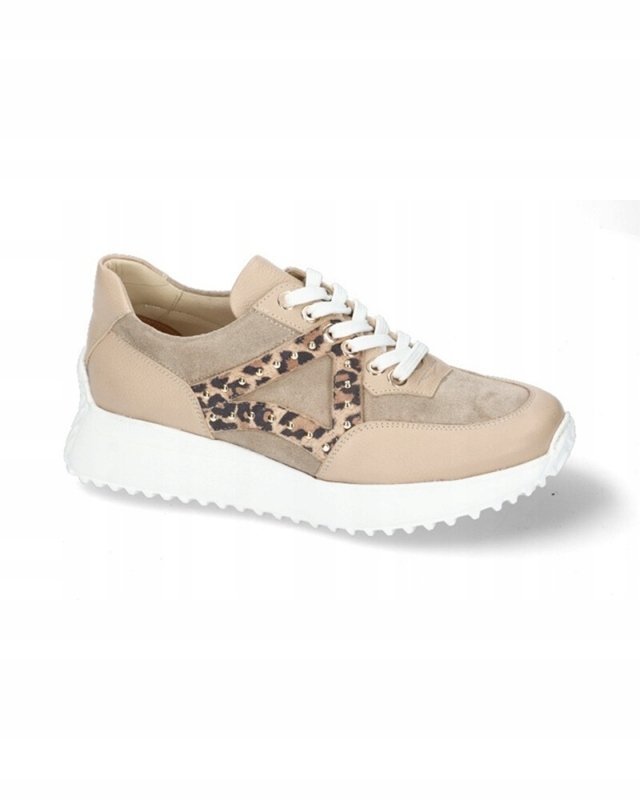 Beż pantera sneakersy półbuty damskie Karino 5612/043-P skóra welur r.39