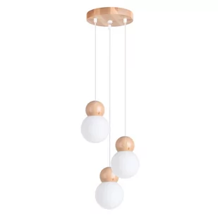 Lampa wisząca PEKKA 3P biała/naturalne drewno SOLLUX LIGHTING - Lampy sufitowe - miniaturka - grafika 1