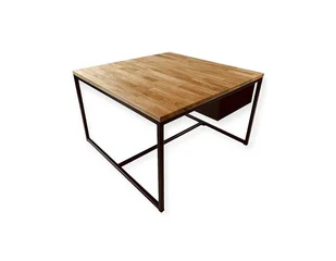Stolik kawowy loftowy kwadratowy 80 x 80 x 50cm dąb naturalny z półką - Ławy i stoliki kawowe - miniaturka - grafika 1