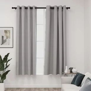 vidaXL Zasłony stylizowane na lniane, 2 szt., szare, 140x175 cm - Zasłony - miniaturka - grafika 1