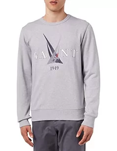 GANT Męska bluza Sail C-Neck, szary melanż, standardowy, szary melanż, L - Bluzy męskie - miniaturka - grafika 1