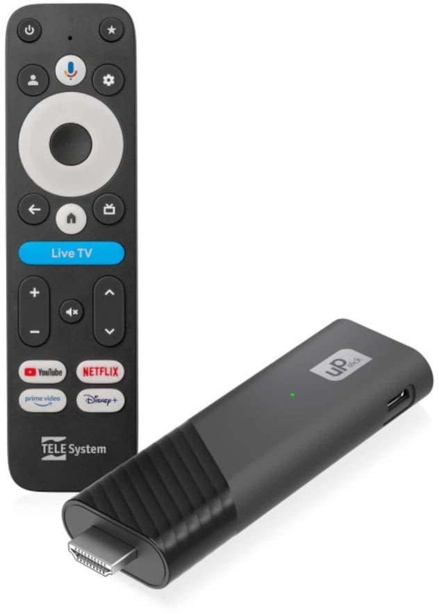 TELE System Odtwarzacz multimedialny SMART BOX Stick UP, Google TV 4K UHD