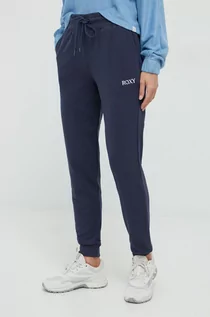 Spodnie damskie - Roxy spodnie dresowe 6104620000 damskie kolor granatowy z aplikacją - grafika 1