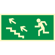 Numery na dom - Oznaczenie "Kierunek do wyjścia drogi ewakuacyjnej schodami w gore w lewo" 15 x 30 - miniaturka - grafika 1