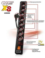 Listwy zasilające - Listwa przeciwprzepięciowa Acar X8 Schuko 3,0m czarna - miniaturka - grafika 1
