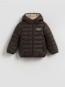 Kombinezony dla dzieci - Reserved - Dwustronna kurtka z kapturem - ciemnobrązowy - miniaturka - grafika 1