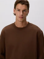 Bluzy męskie - Reserved - Gładka bluza z bawełną - brązowy - miniaturka - grafika 1