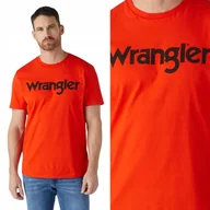 Koszulki męskie - Wrangler LOGO TEE Orange.com T-SHIRT Z LOGO REGULAR FIT M - miniaturka - grafika 1