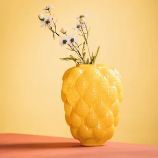 HOMLA Wazon LEMONI szklany żółty 16,5x21 cm - Wazony i flakony - miniaturka - grafika 1