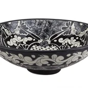 Umywalki - Meksykańska ceramiczna umywalka Serena do montażu na blacie – okrągła umywalka łazienkowa 44 x 13,5 cm Ręcznie wykonana umywalka z motywami Talavera - miniaturka - grafika 1