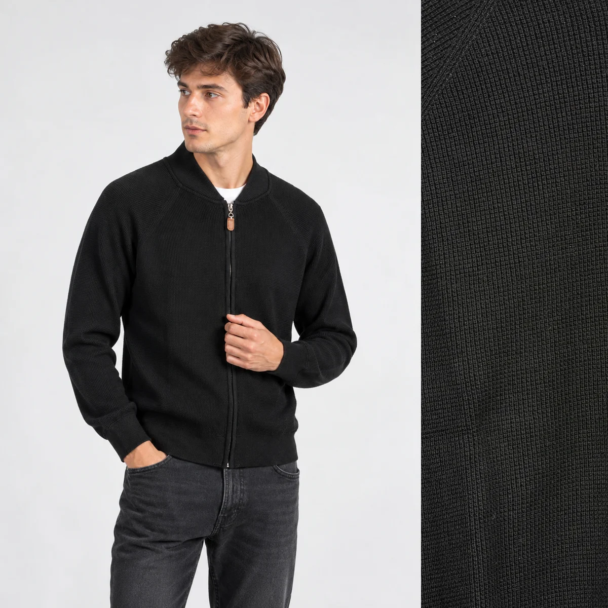 Sweter Męski Rozpinany Na Zamek Klasyczny Casual Elegancki Czarny M