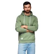 Bluzy męskie - Bluza męska dresowa BASIC kangurka z kapturem - zielona V3 B1674 XXL - miniaturka - grafika 1