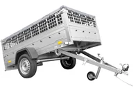Przyczepy - Temared sp. z o.o. PRZYCZEPA GARDEN TRAILER 230 KIPP Z KOŁEM PODPOROWYM, BURTAMI SIATKOWYMI I PLANDEKĄ PŁASKĄ SZARĄ UT004520 - miniaturka - grafika 1