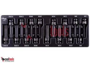 Nasadki udarowe 1/2" z końcówką bit SPLINE i RIBE 16 szt. Corona Exclusive C1229 - Skrzynki i torby narzędziowe - miniaturka - grafika 1