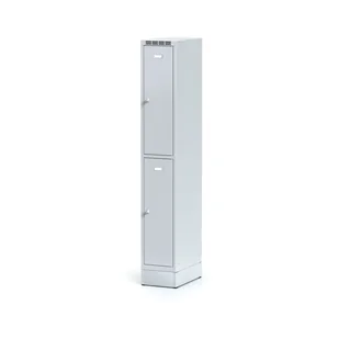 Alfa 3 Szafka ubraniowa 2-drzwiowa na cokole, drzwi szare, zamek cylindryczny 1261674 - Szafki BHP - miniaturka - grafika 1