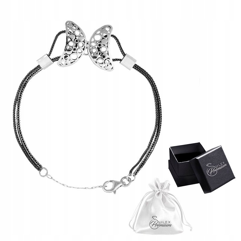 Bransoletka srebrna pr. 925 Elegancka Oksydowana Bransoletka Półksiężyce