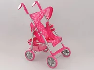 Wózki dla lalek - Wózek dla lalek spacerówka różowe serca B1706 - miniaturka - grafika 1