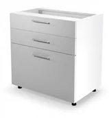 Szafki kuchenne - Szafka dolna z szufladami VENTO D3S-80/82 mechanizm Hettich front: biały wysoki połysk - miniaturka - grafika 1