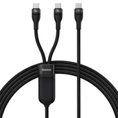 Kable - Kabel USB 2w1 Baseus Flash Series, USB-C do USB-C 100W, 1.5m (czarny) - miniaturka - grafika 1